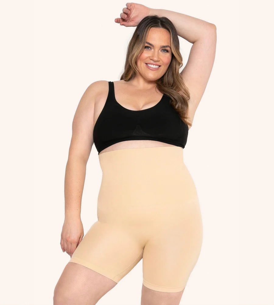 Shorts moldeadores de cintura alta de color beige shaperbodys