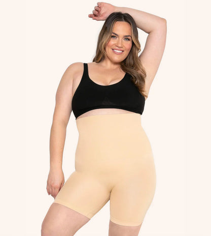 Shorts moldeadores de cintura alta de color beige shaperbodys
